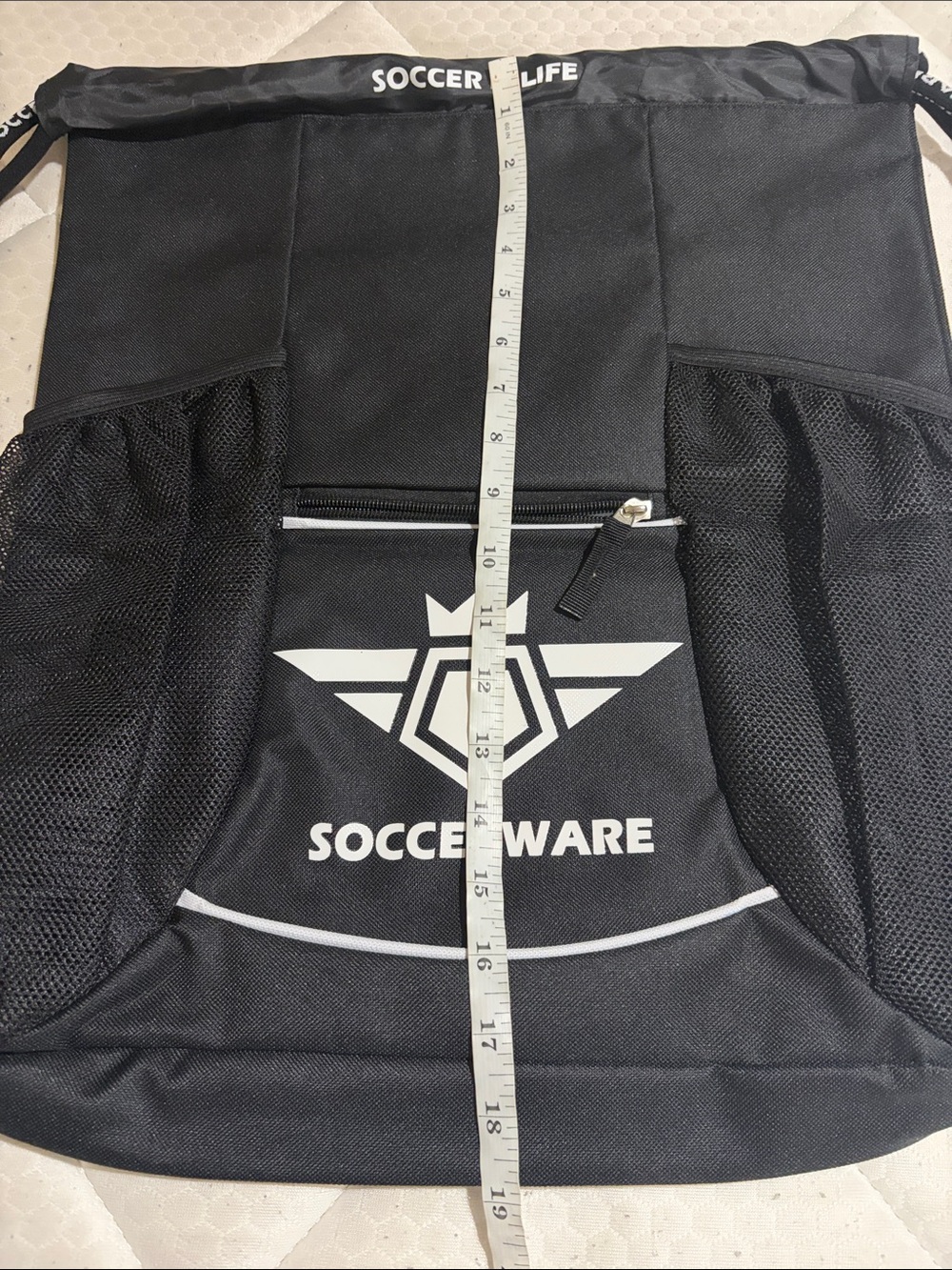 Soccerware Black Drawstring Backpack - - Picture 4 of 6